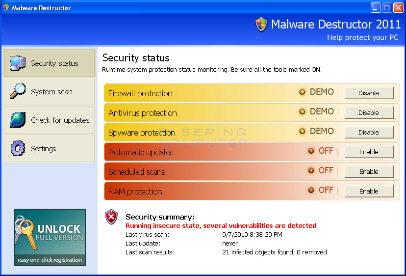 Malware Destructor 2011